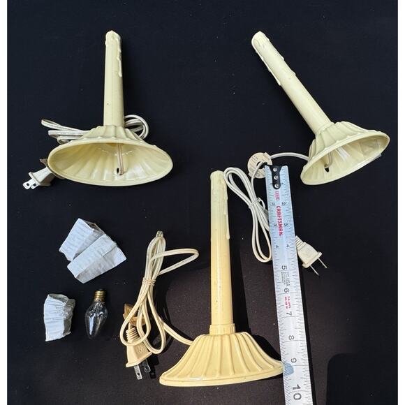 3 Vintage Noma Electric Christmas Ornament Window Candlestick & Bulbs -S1A - Picture 7 of 10